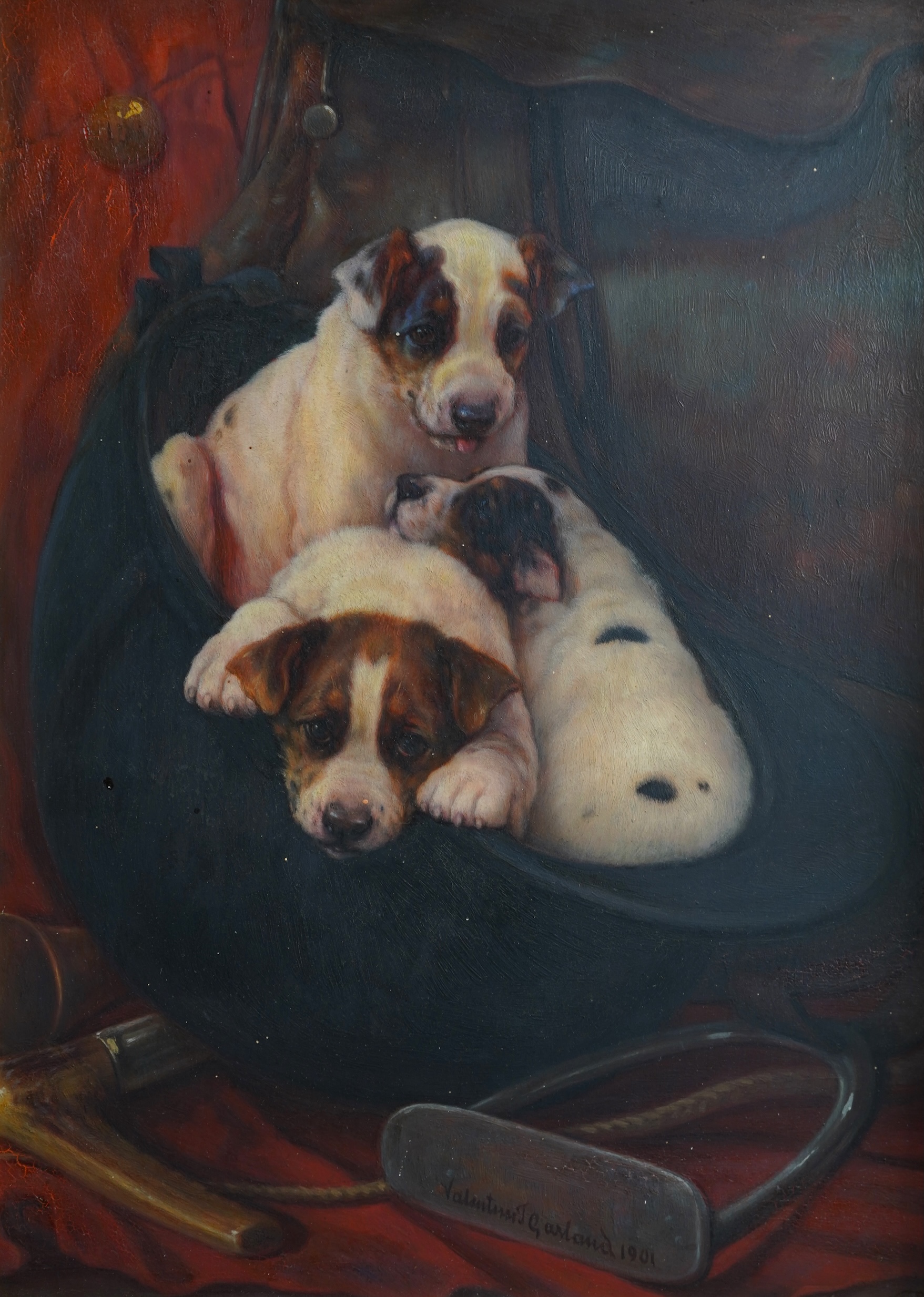 Valentine Thomas Garland, British 1840-1914, 'Fox Terrier Puppies'